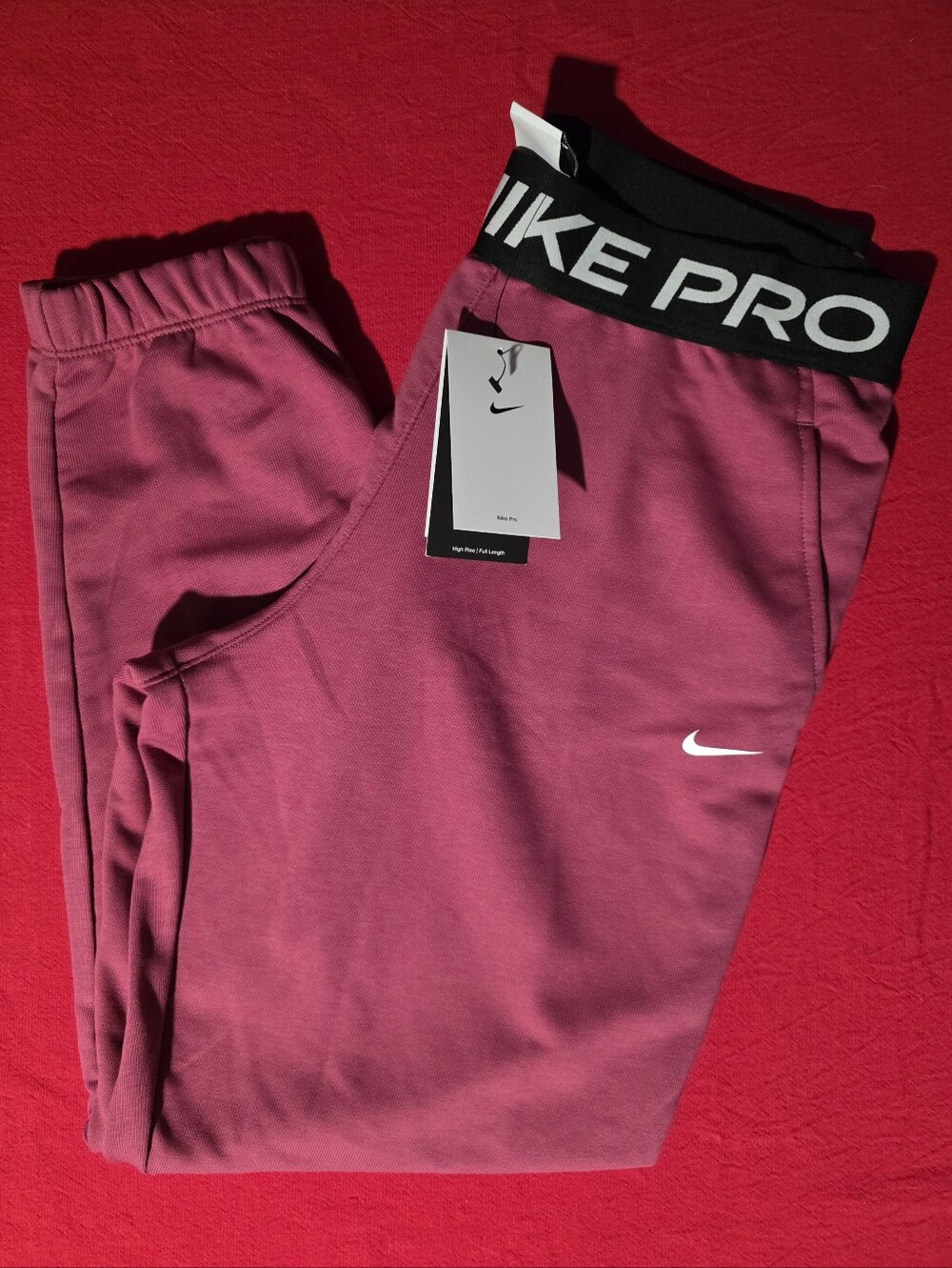 Nike Pro Kids Rose Pink Performance Joggers with Black Logo Waistband